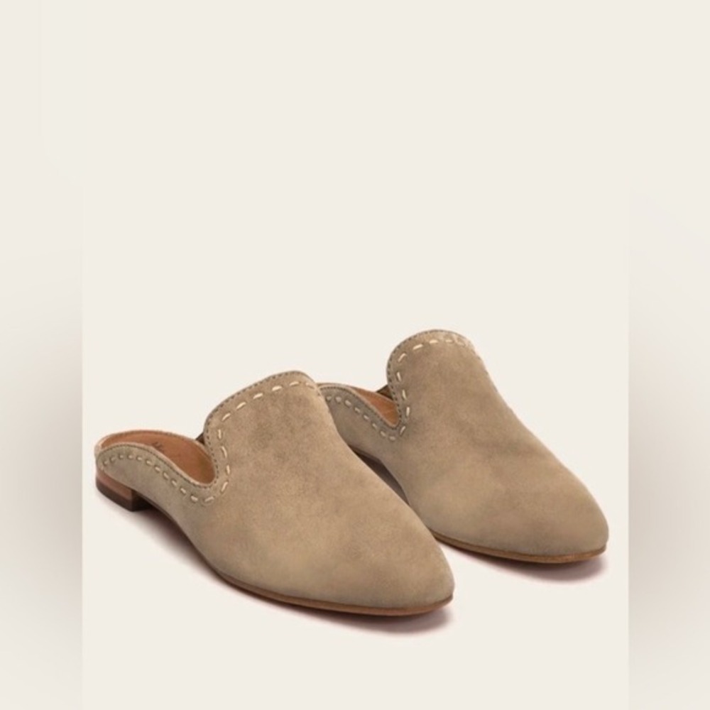 Frye Gwen Pickstitch Leather Slide Mule Ash Beige 8.5 Boho Western Casual Spring - Picture 2 of 8
